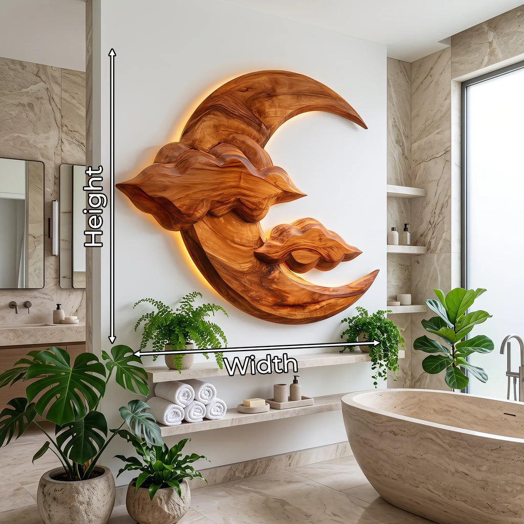 Organic Wooden Wall Sculpture For Luxury Bathroom