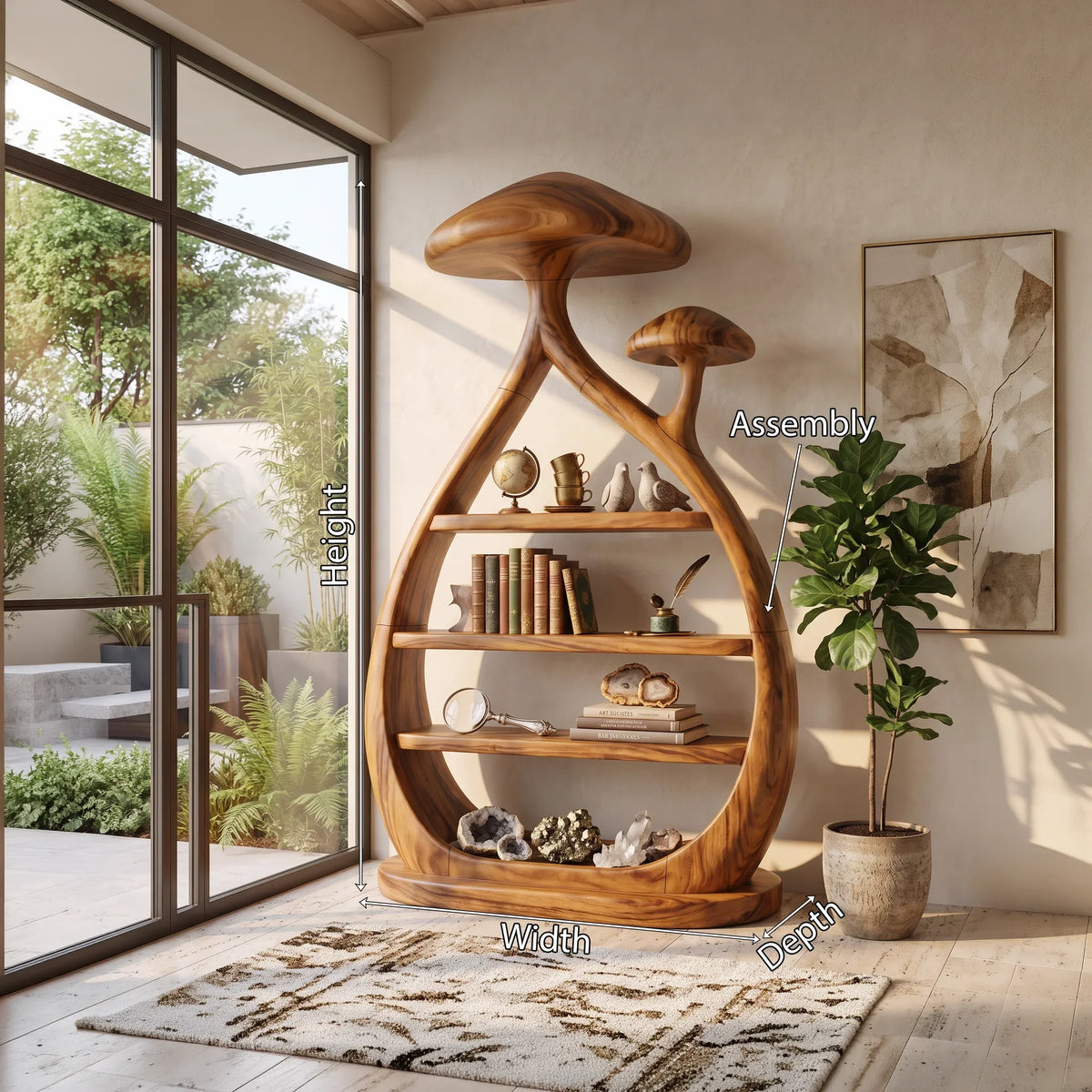 Modern Freestanding Mushroom Bookshelf Bright Living Room
