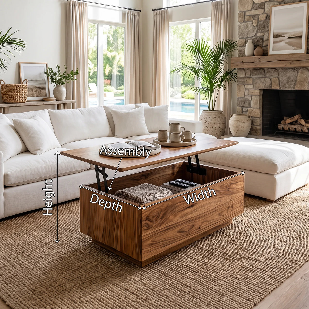 Farmhouse Lift Top Coffee Table Family Living Room