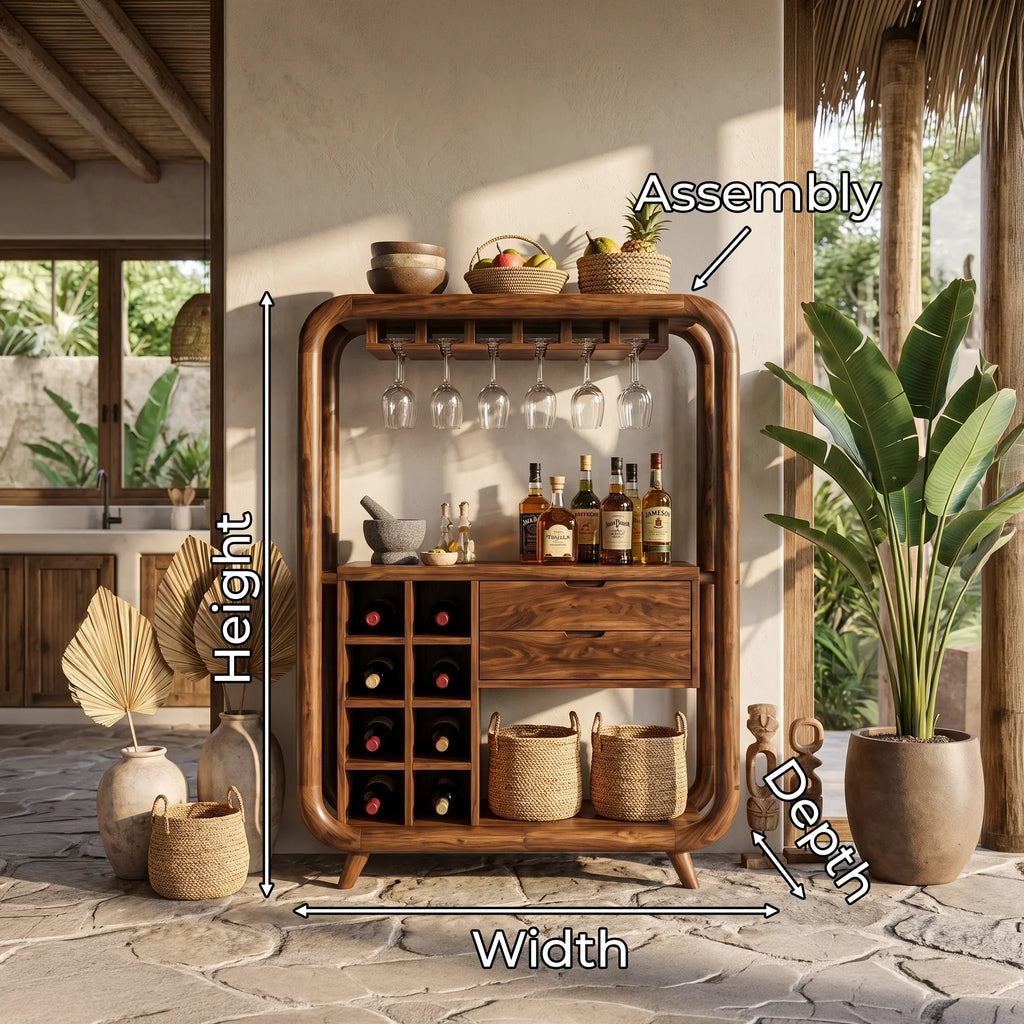 Tropical Bar Cabinet With Wine Storage Resort Home