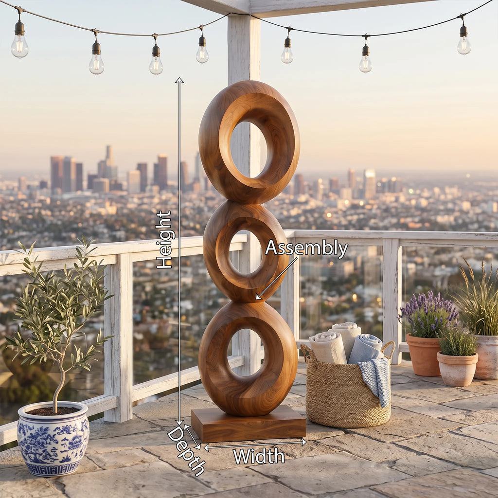 Organic Modern Wooden Sculpture For Rooftop Terrace Decor