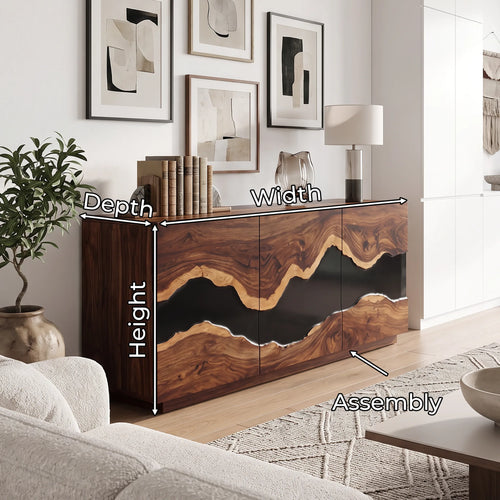 Contemporary Live Edge Sideboard Cabinet Living Room