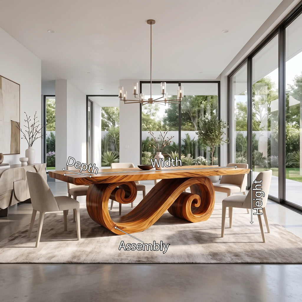 Flowing Dining Table Rectangle Dining Room Table Scroll Base For Dining Room