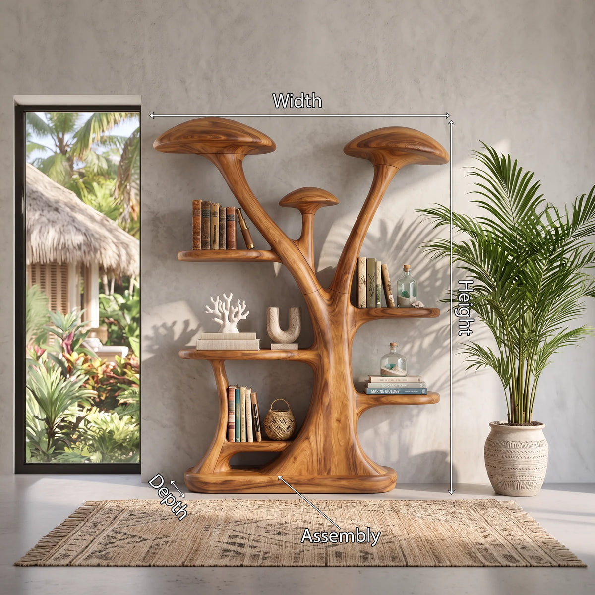 Organic Curved Mushroom Bookshelf Modern Bedroom Nook