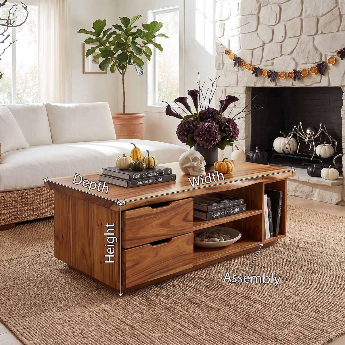 Organic Halloween Live Edge Coffee Table Modern Lounge