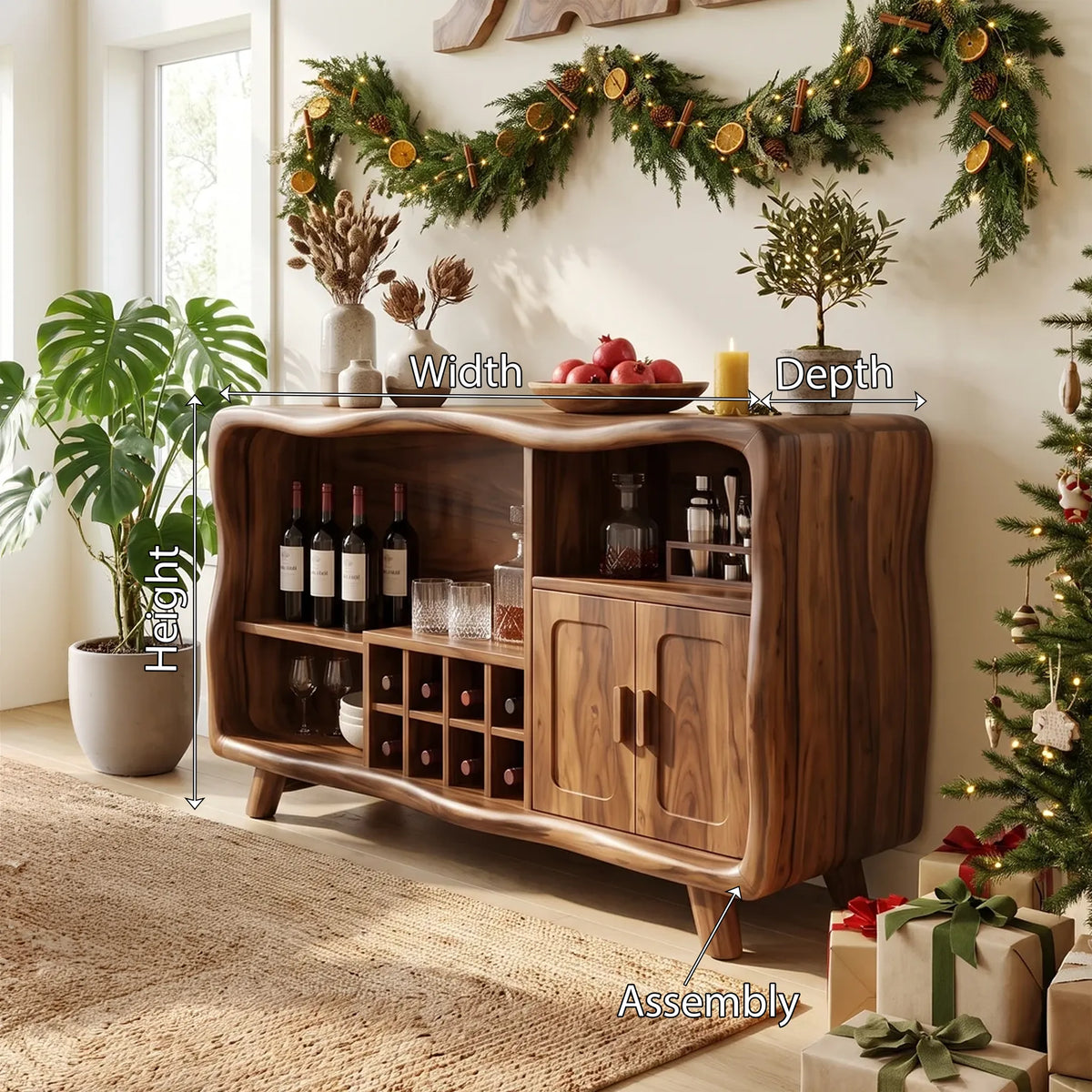 Organic Modern Christmas Bar Cabinet Living Room
