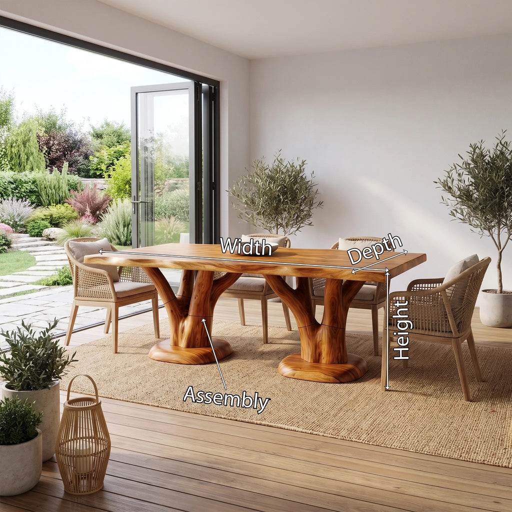 Airy Dining Table Rectangle Dining Table Wooden Dining Table Tree Base For Dining Room