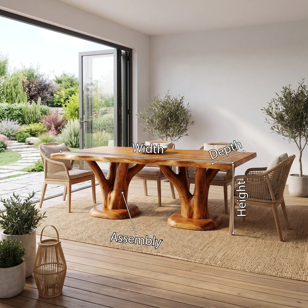 Airy Dining Table Rectangle Dining Table Wooden Dining Table Tree Base For Dining Room