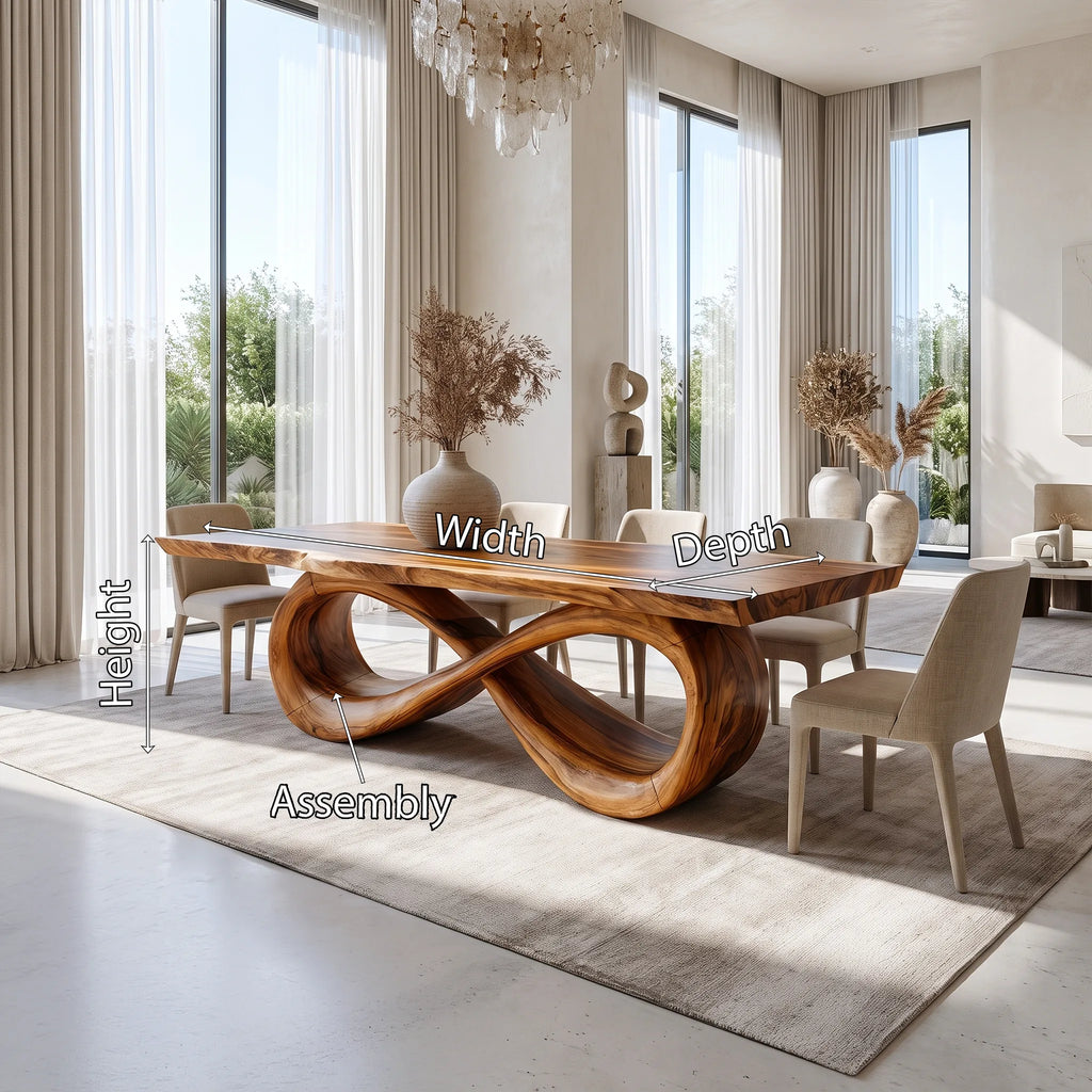 Serene Modern Dining Table Rectangle Dining Room Table Infinity Base For Dining Room