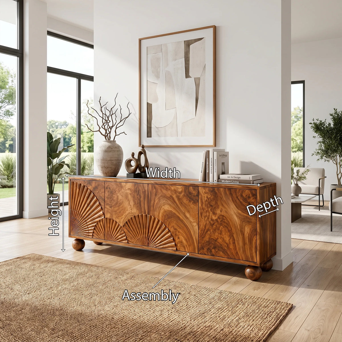 Graceful Sideboard Dining Sideboard Cabinet Buffet Cabinet Fan Carved Front For Dining Room