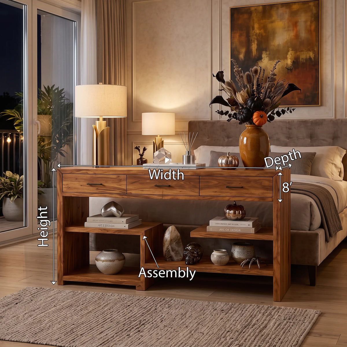 Mid Century Pumpkin Console Table Modern Bedroom