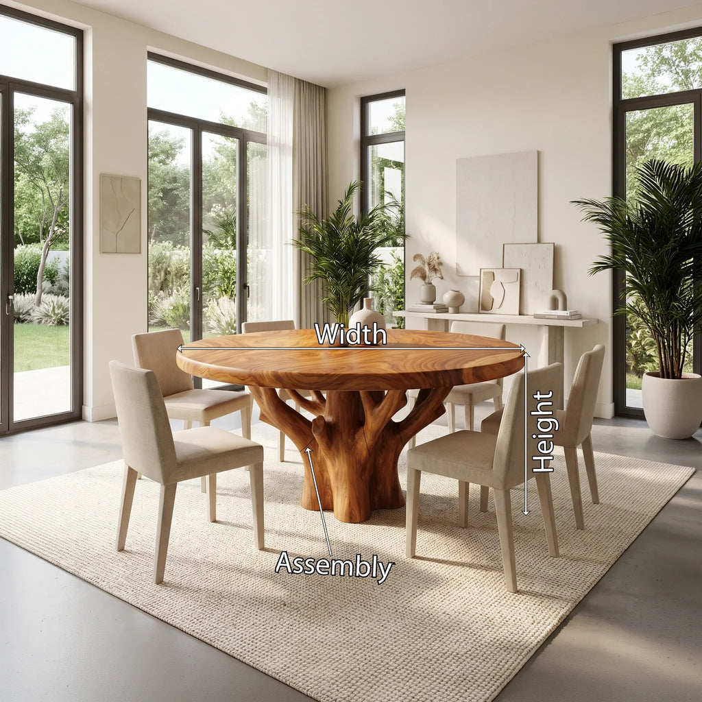 Cozy Round Dining Table Wooden Dining Table Modern Dining Table Tree Base For Dining Room