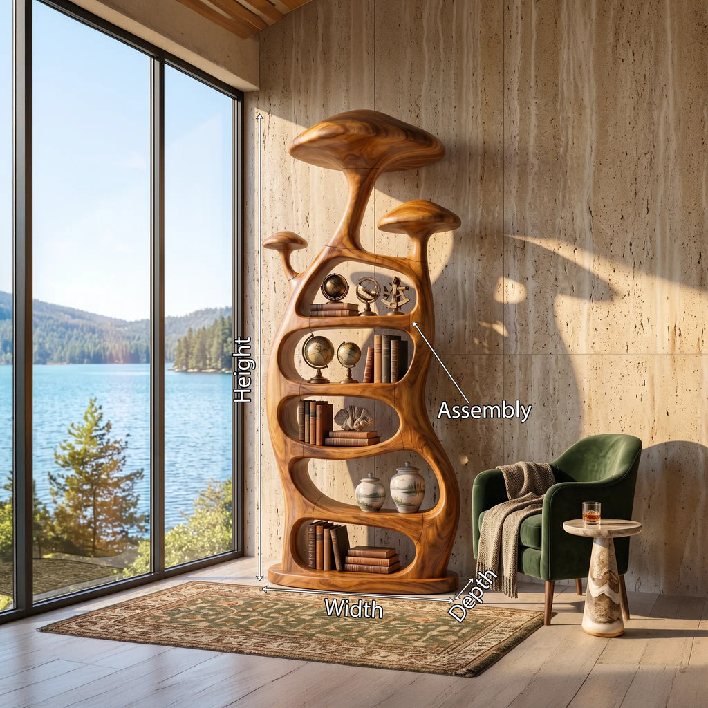 Organic Curved Sculptural Bookcase Modern Living Room