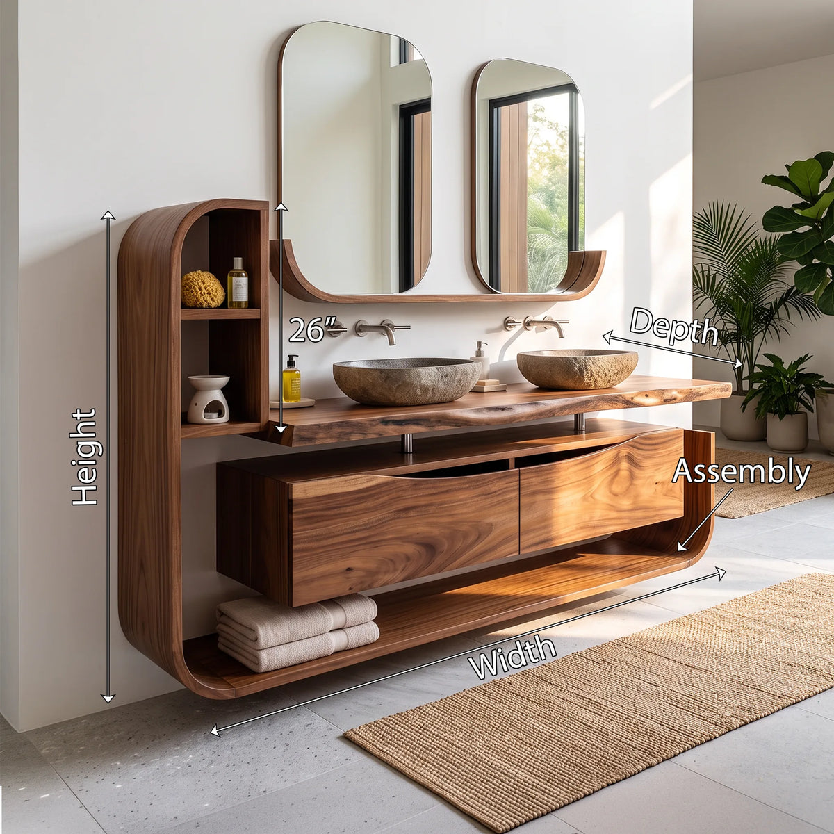 Handcrafted Organic Floating Bathroom Vanity Luxury Ensuite