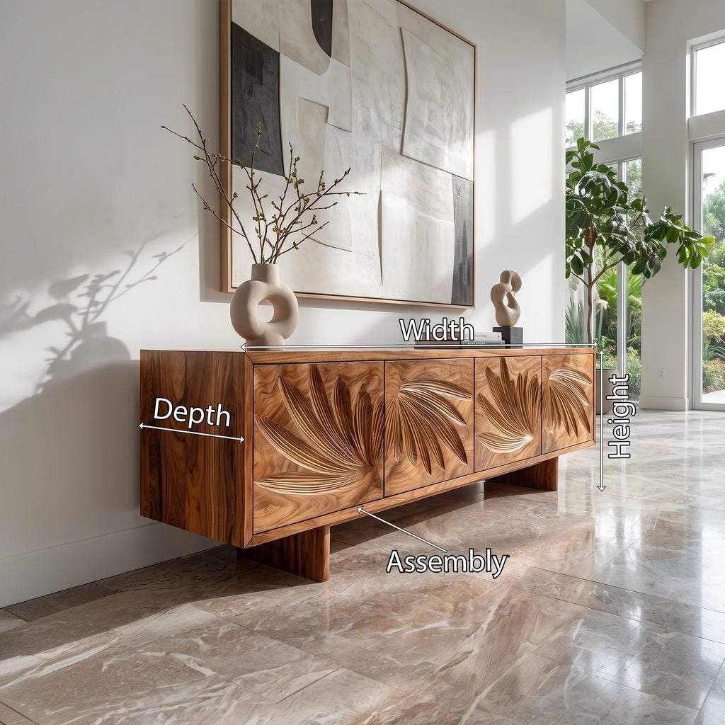 Serene Sideboard Dining Room Sideboard Cabinet Modern Sideboard Leaf Carving For Living Room