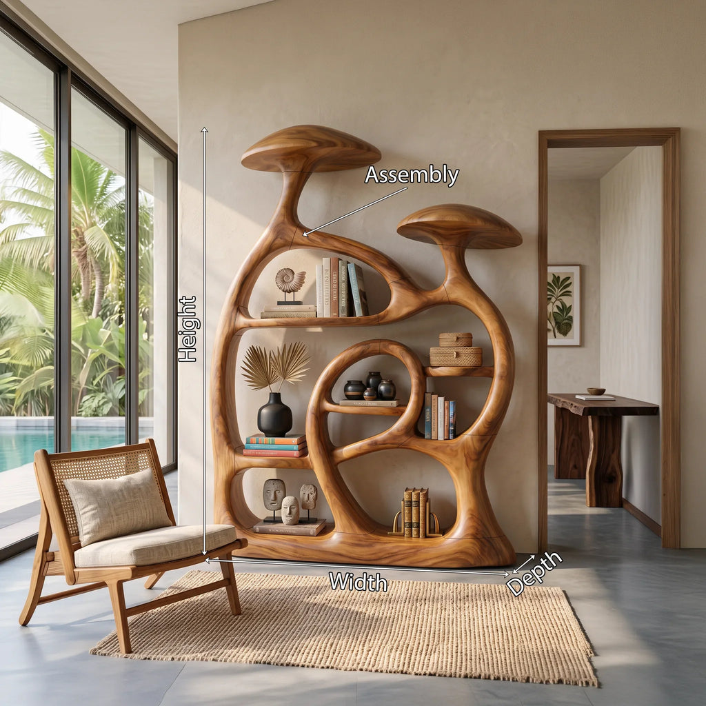 Minimalist Freestanding Mushroom Bookshelf Modern Home Office