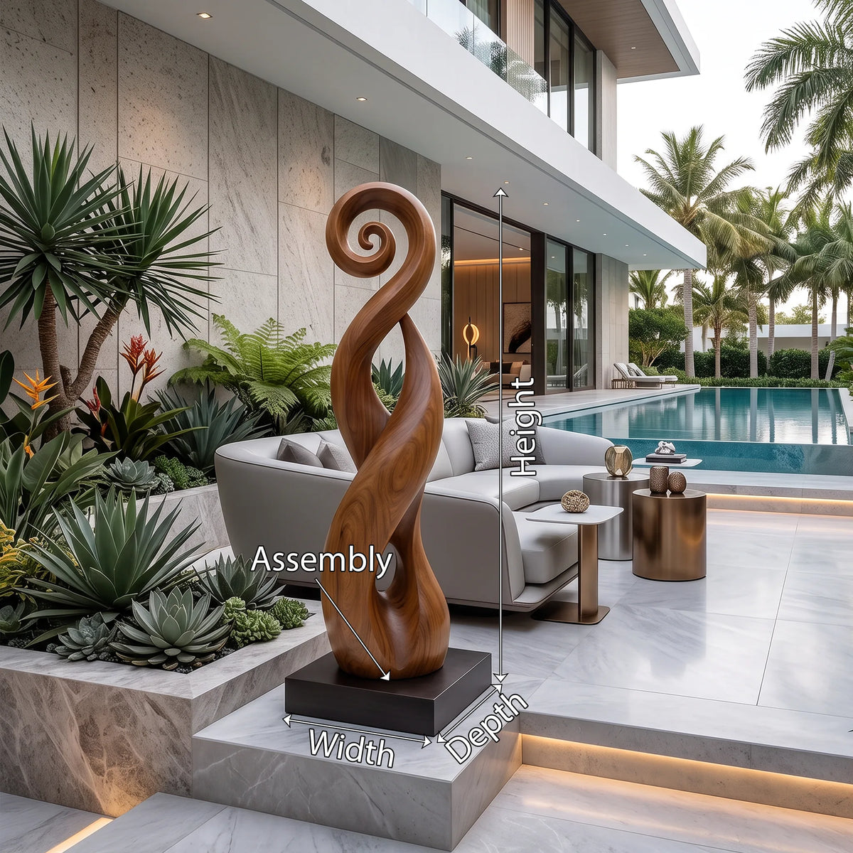 Modern Organic Twisted Wood Sculpture For Luxury Entryway Decor