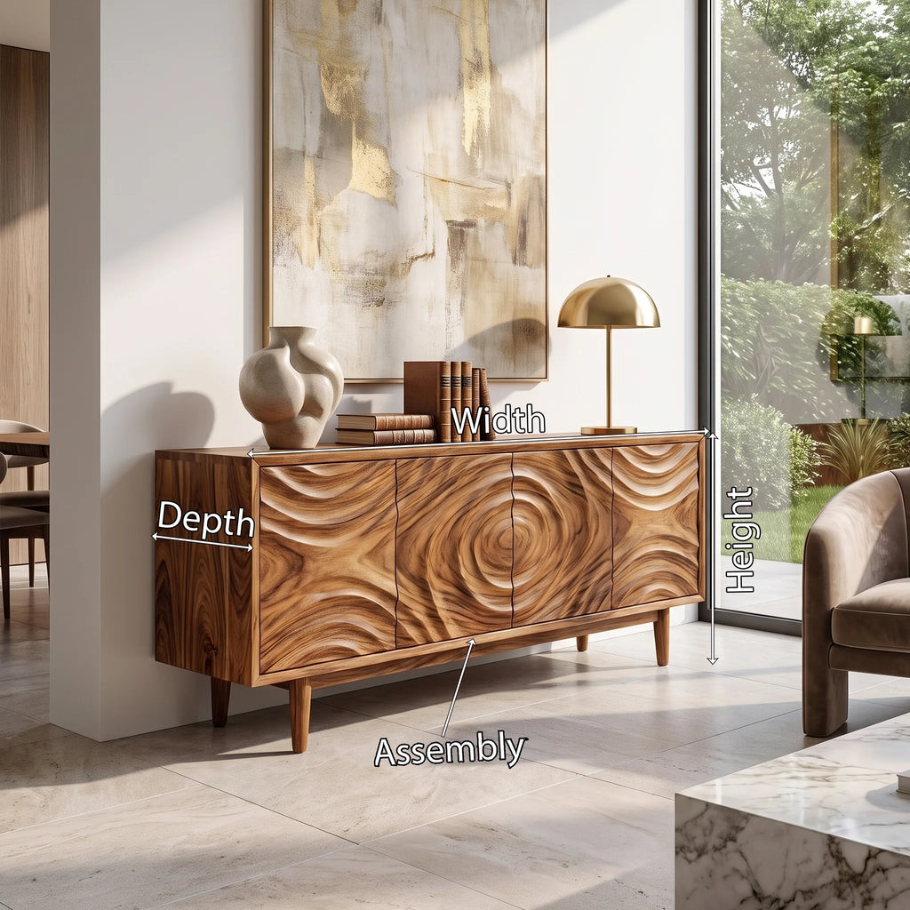 Warm Sideboard Dining Room Sideboard Cabinet Buffet Cabinet Circular Relief Doors For Dining Room