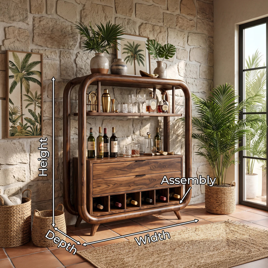 Mediterranean Wine Bar Cabinet Coastal Residence
