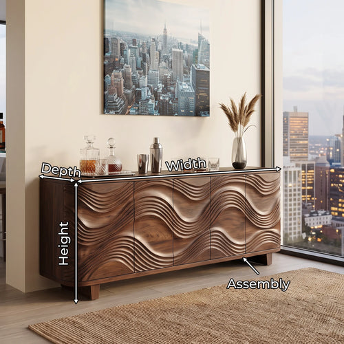 Contemporary Carved Sideboard Cabinet City Apartment