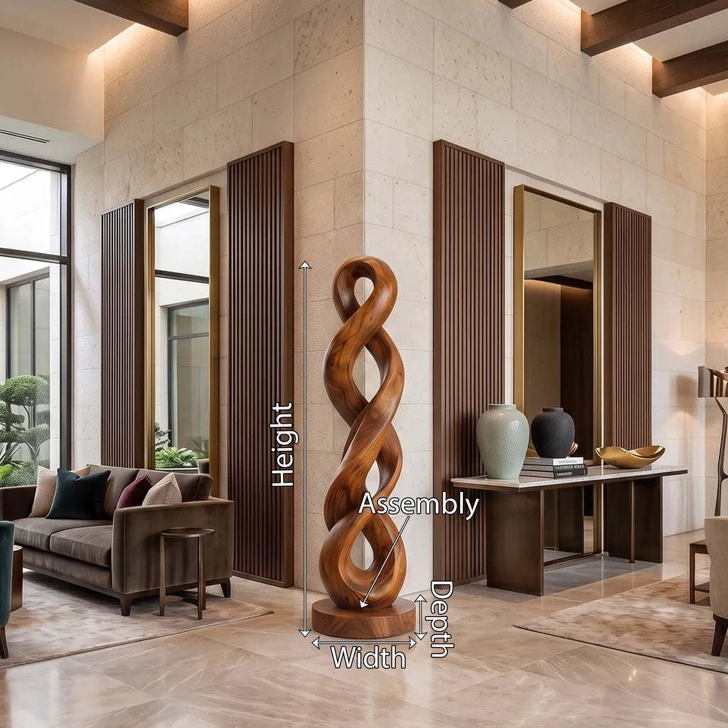 Handcrafted Infinity Wood Sculpture For Luxury Living Room Decor