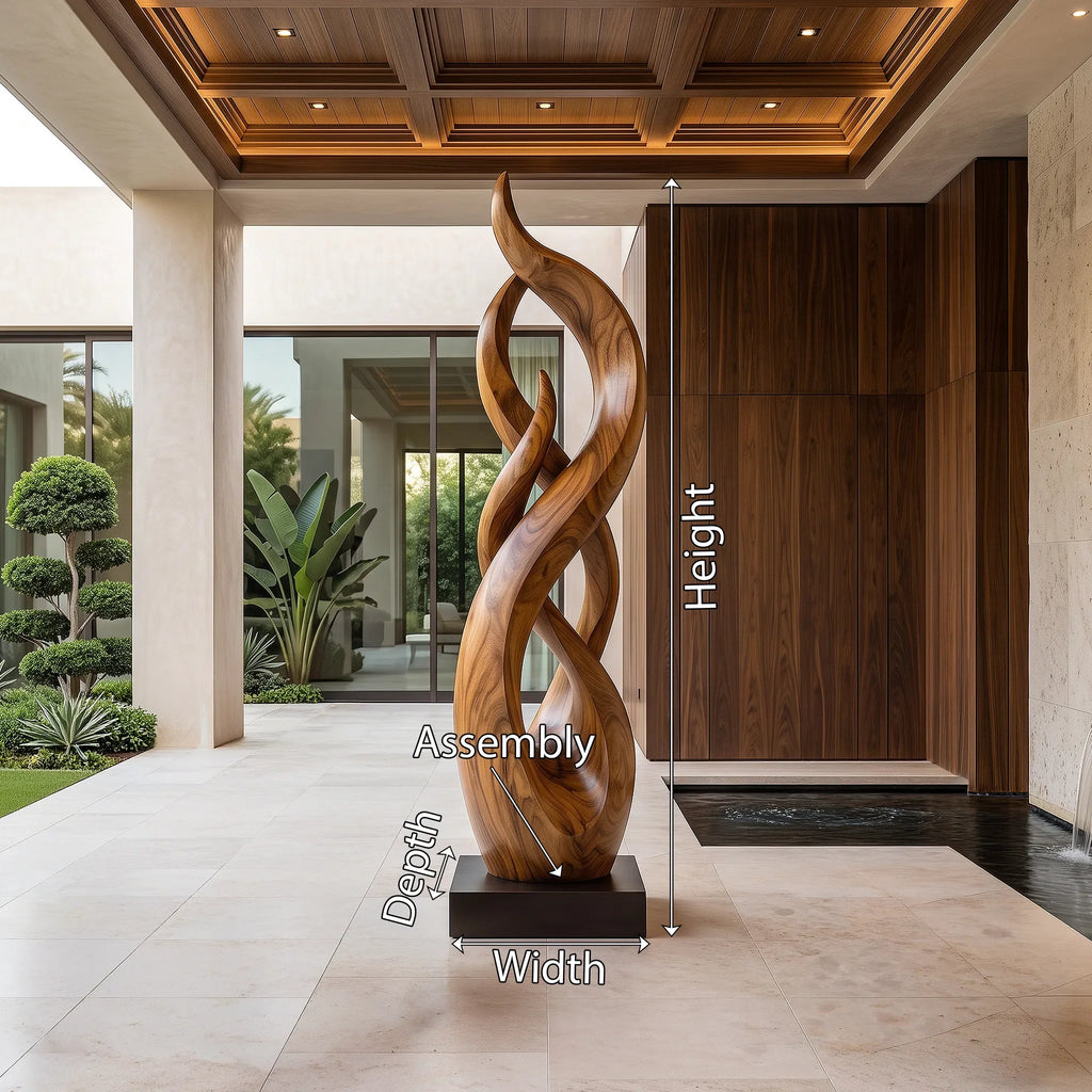 Rustic Abstract Wood Sculpture For Elegant Living Room Decor
