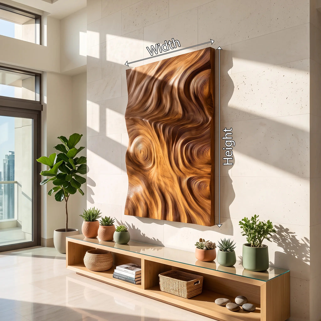 Contemporary Wood Wall Sculpture For Luxury Entryway