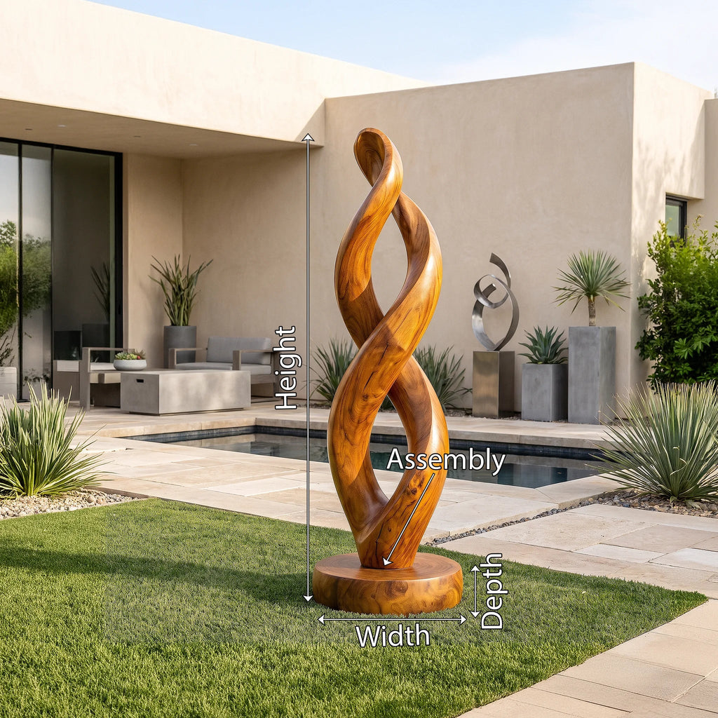 Modern Organic Twisted Wood Sculpture For Outdoor Garden Decor