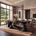 Rustic Halloween Dining Table With Flowing Natural Form Base For Dining Room