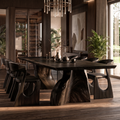 Modern Live Edge Dining Table With Sculptural Tree Trunk Base For Dining Room