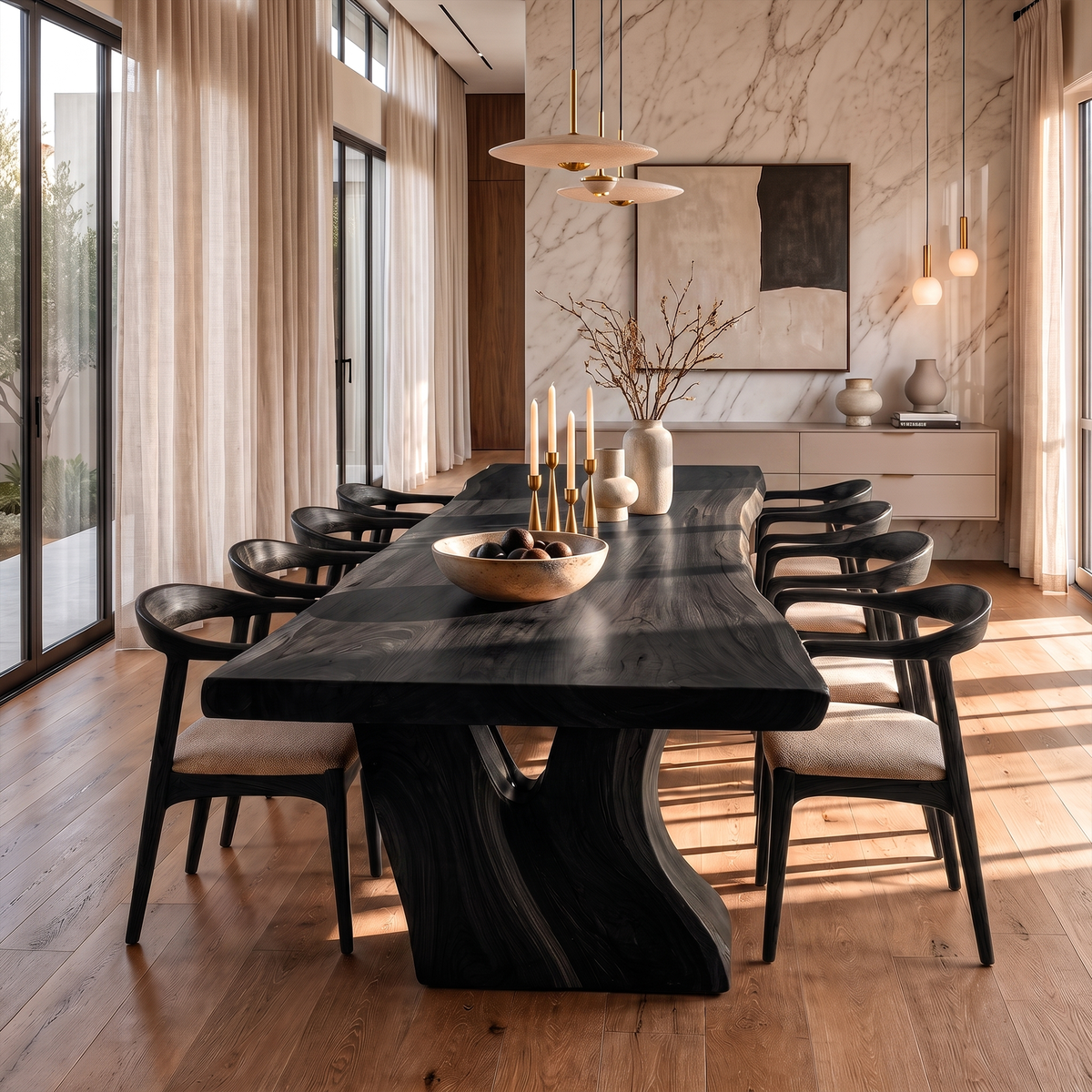 Natural Dining Table With Sculpted Root Inspired Legs For Dining Room
