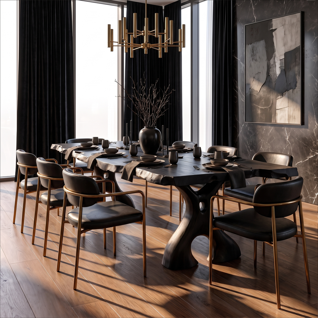Rustic Halloween Dining Table With Irregular Edge Top For Dining Room