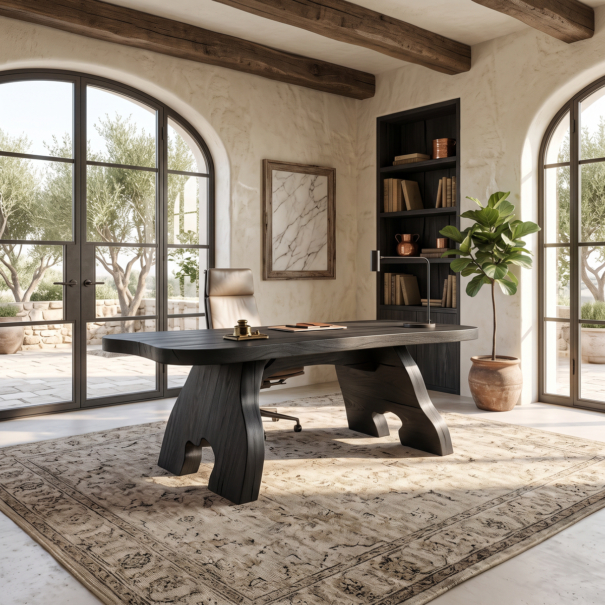 Contemporary Halloween Office Desk With Natural Edge Top For Home Office
