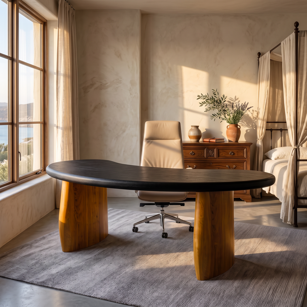 Minimalist Desk With Rounded Base For Home Office