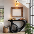 Organic Halloween Sofa Table With Carved Gothic Inspired Frame For Foyer
