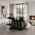 Natural Turntable Console With Sculptural Display Sections For Living Room
