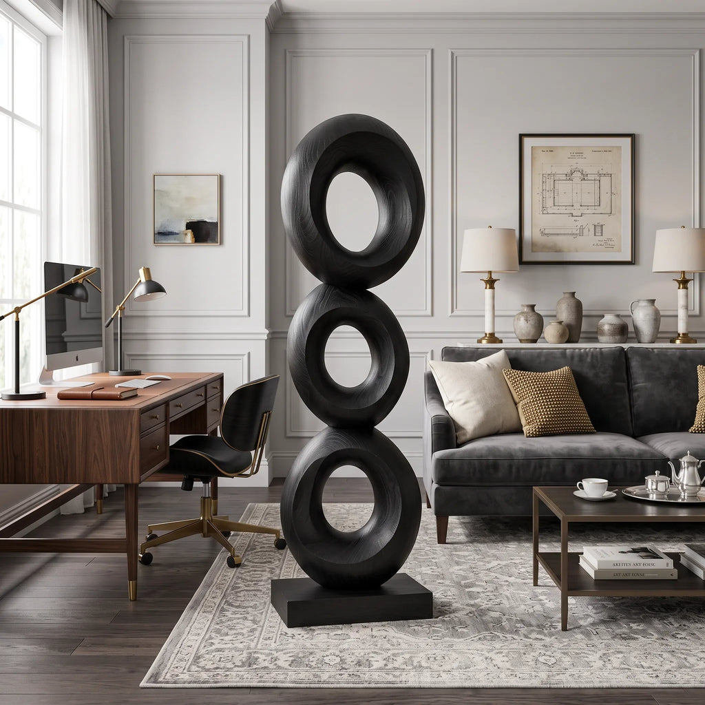 Organic Modern Wooden Sculpture For Rooftop Terrace Decor