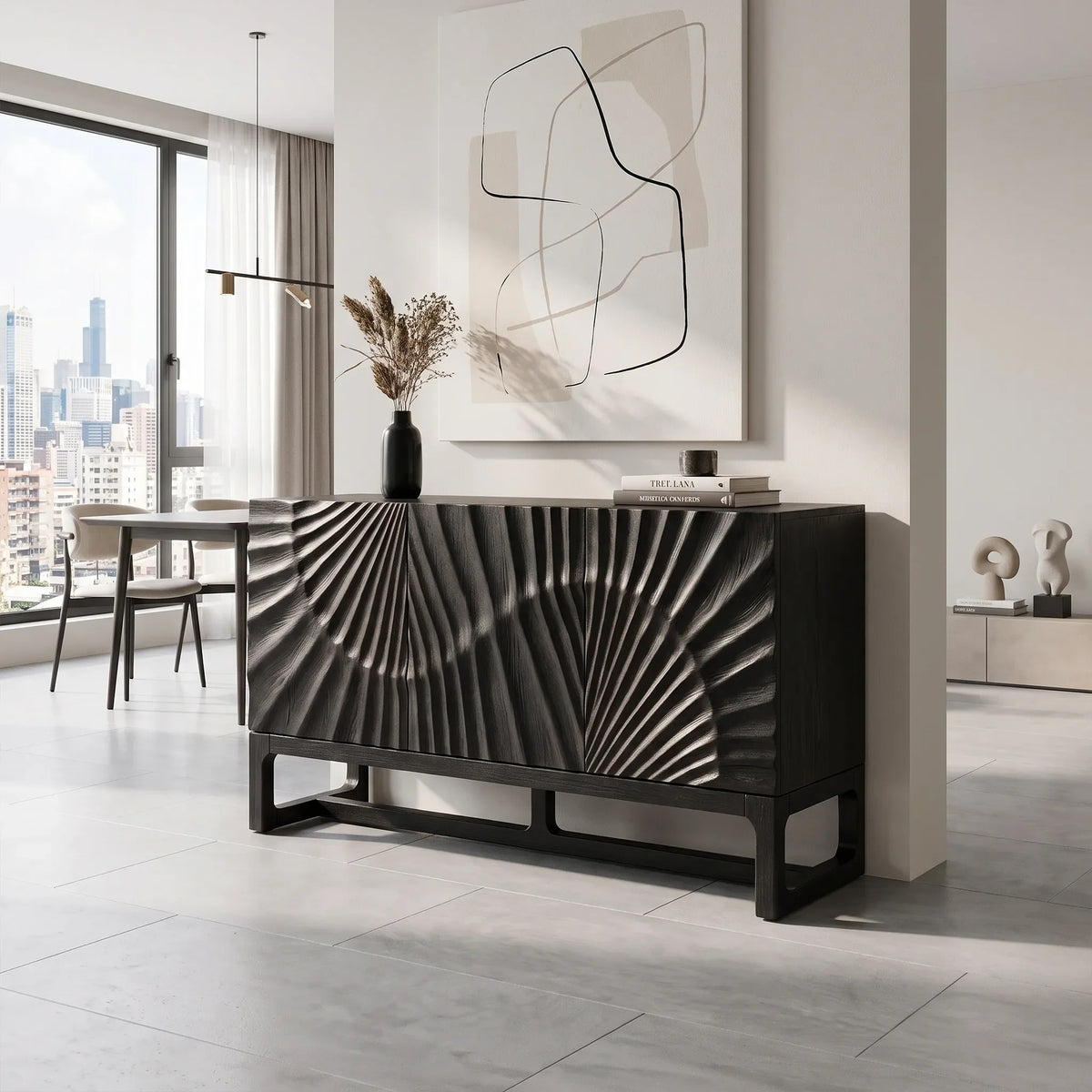 Artistic Sideboard Sideboard Storage Cabinet Modern Sideboard Sunburst Relief For Living Room