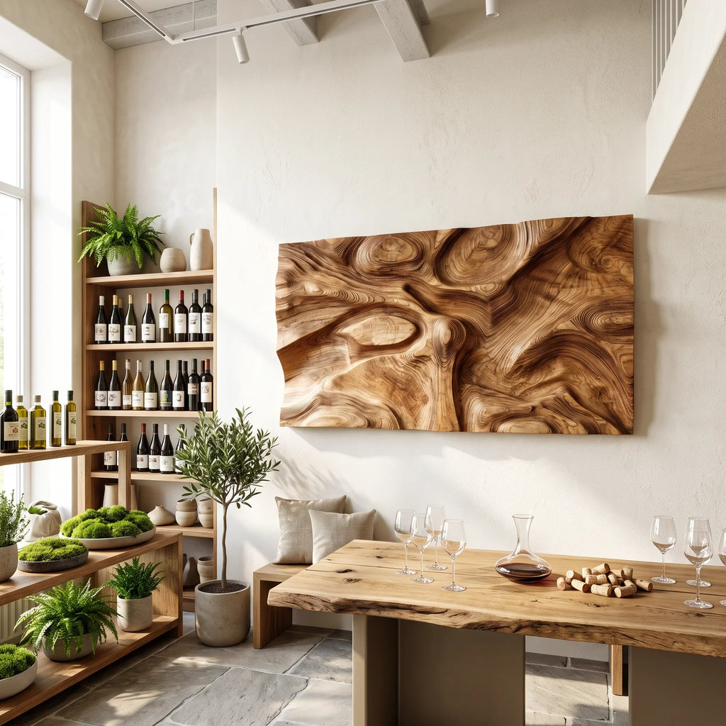Organic Modern Wood Wall Art For Luxury Bathroom