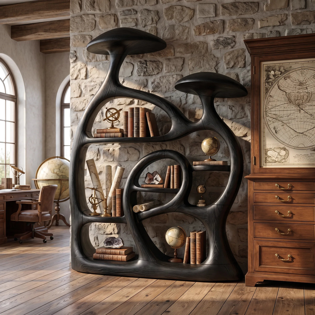Minimalist Freestanding Mushroom Bookshelf Modern Home Office