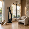 Handcrafted Flame Wood Sculpture For Minimalist Luxury Bathroom Decor
