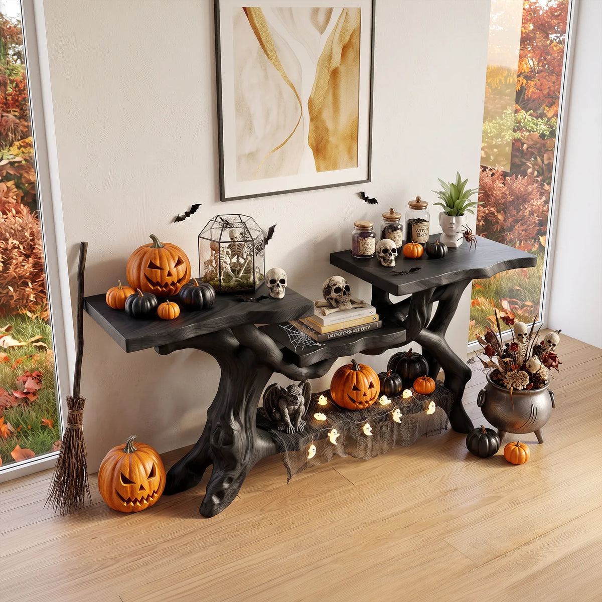 Rustic Halloween Behind Couch Table Luxury Living Room
