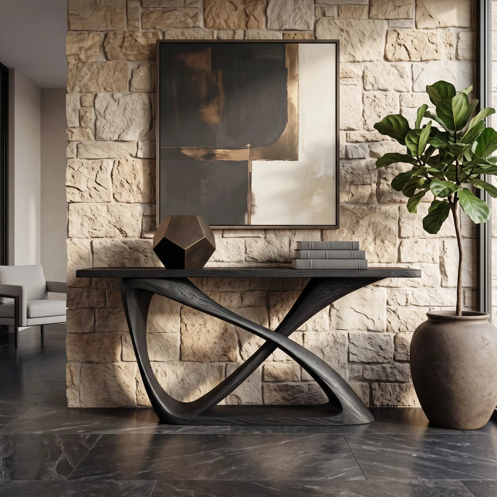 Contemporary Sculptural Curved Console Table For Hallway