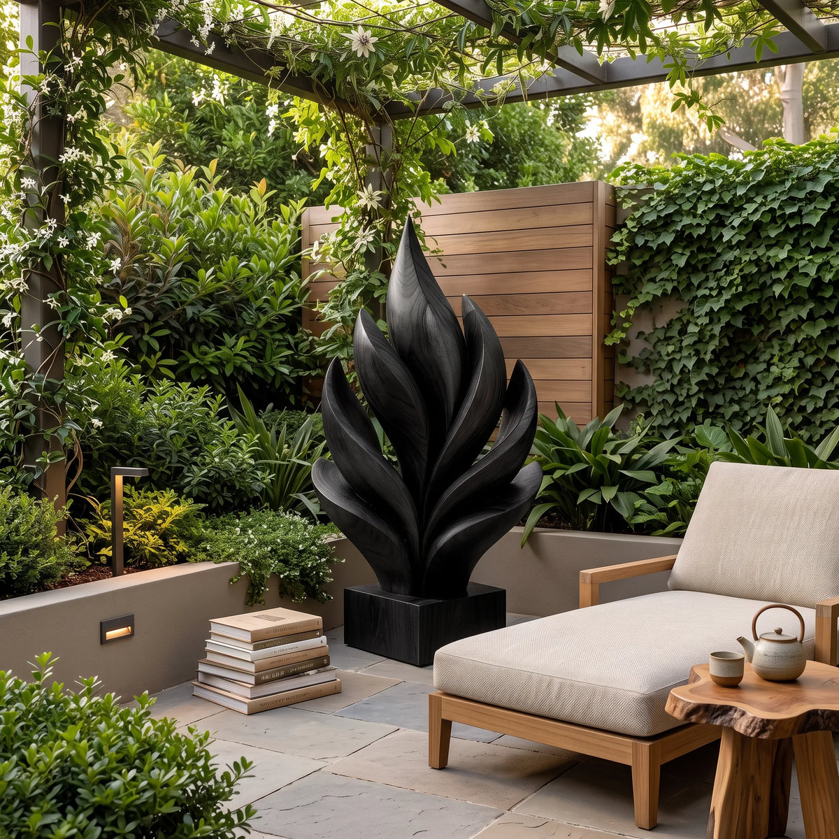 Modern Farmhouse Wooden Leaf Sculpture For Luxury Patio Decor