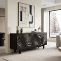 Luminous Sideboard Dining Sideboard Cabinet Buffet Cabinet Layered Wave Carving For Dining Room