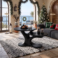 Organic Modern Reindeer Round Coffee Table Holiday Living Room