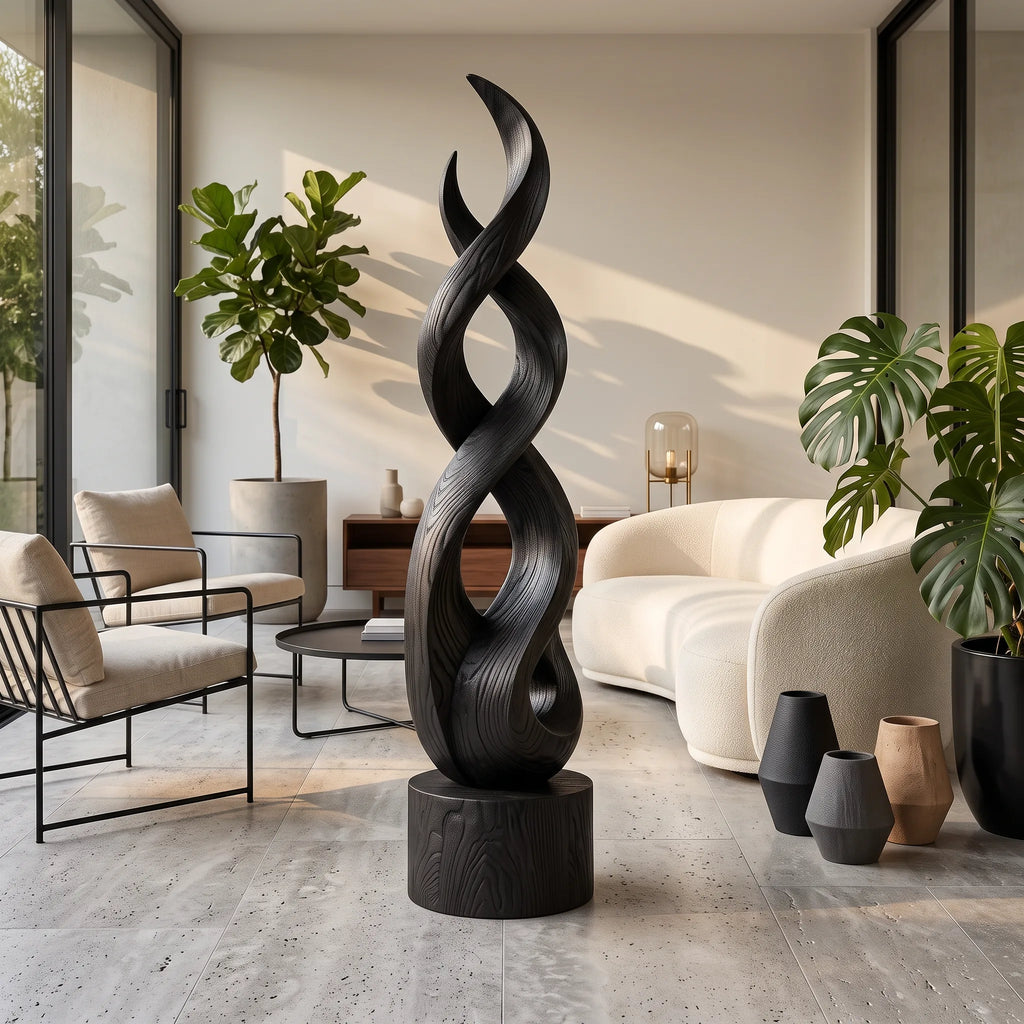 Organic Modern Wooden Sculpture For Luxury Entryway Decor