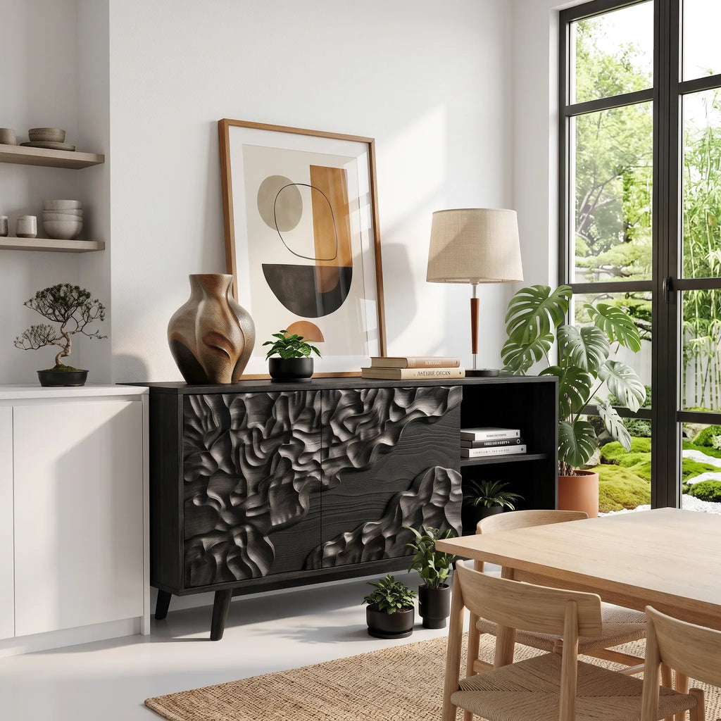 Organic Carved Buffet Cabinet Living Room