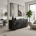 Botanical Sideboard Sideboard Storage Cabinet Modern Sideboard Tropical Leaf Carving For Living Room