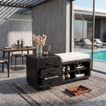Modern Wooden Storage Bench Drawers Cushion For Bedroom Decor